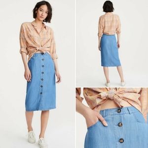 NWT Lou and Grey Chambray Midi Skirt Size 16